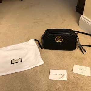 Gucci Marmont small leather camera bag.